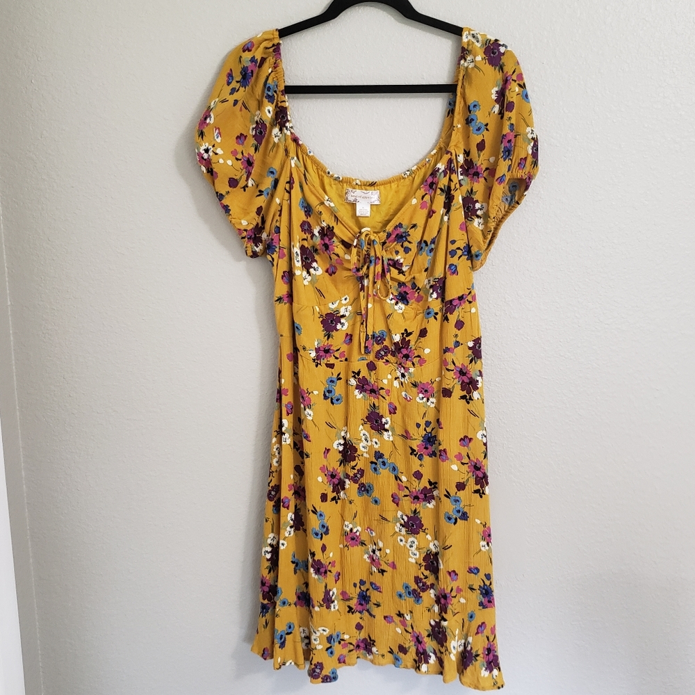 Band of Gypsies boho mustard floral peasant dress
